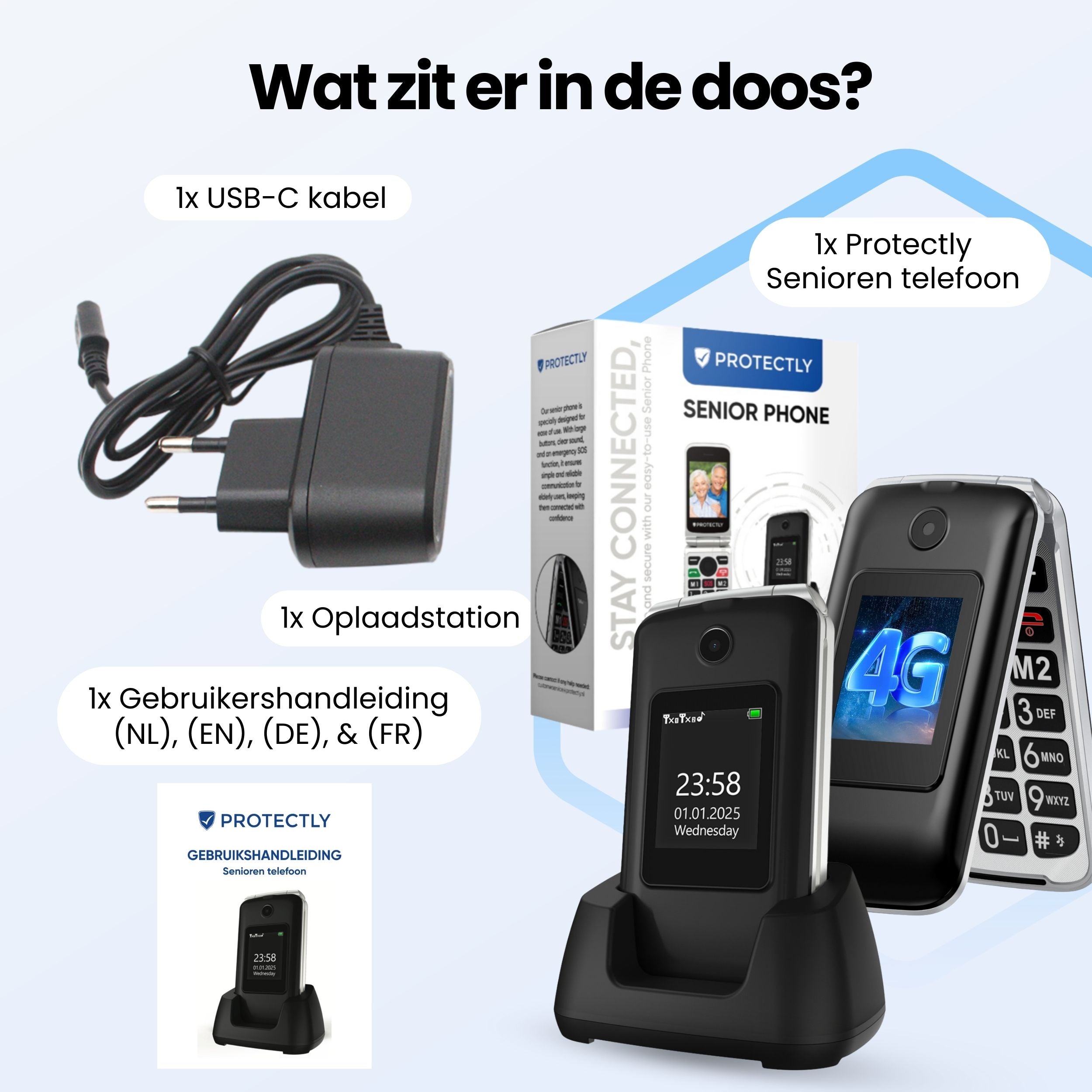 Siltcon Senioren Telefoon Klapbaar – Grote toetsen – SOS-noodknop & 4G