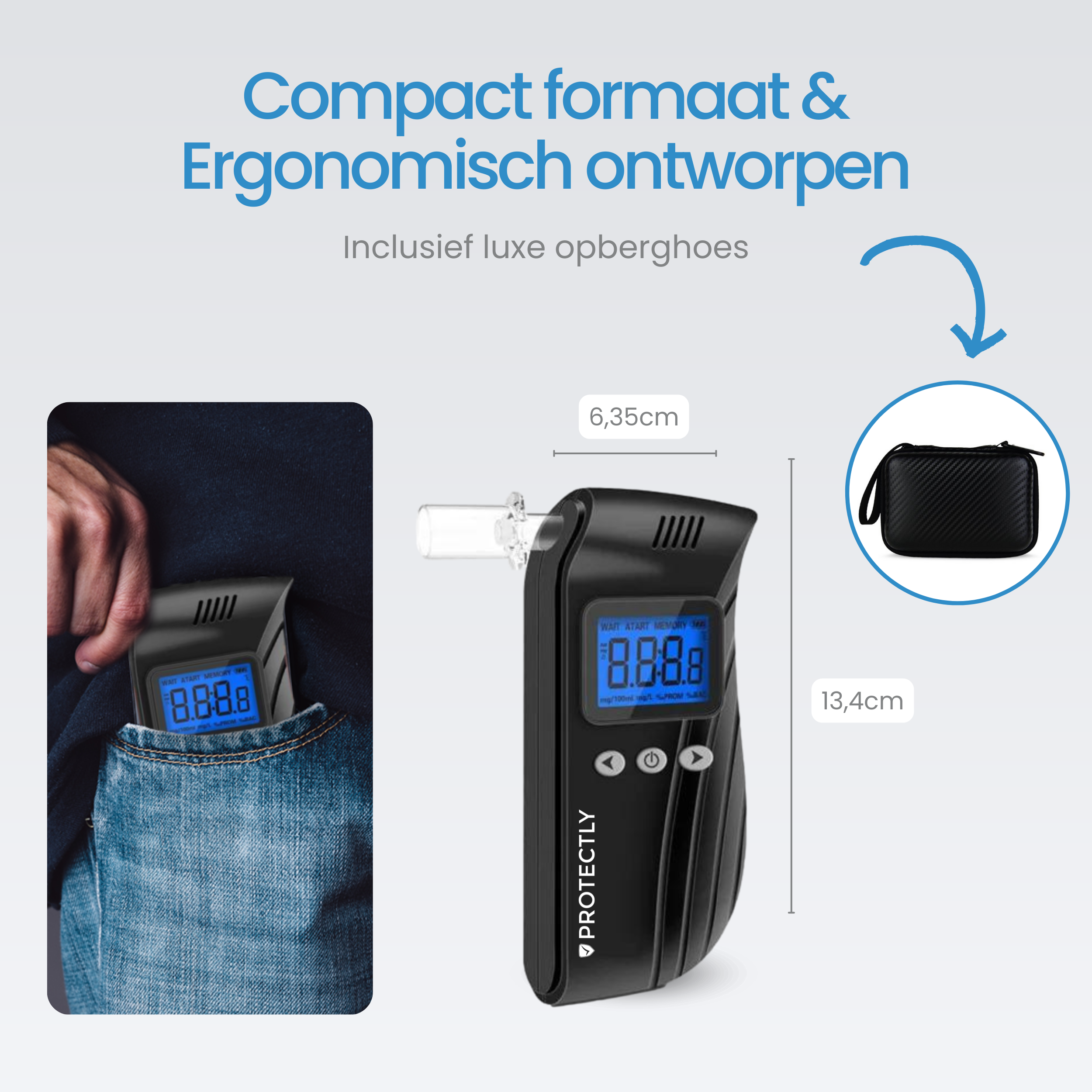Alcoolomètre numérique Protectly® - 20 embouts supplémentaires - Housse pratique