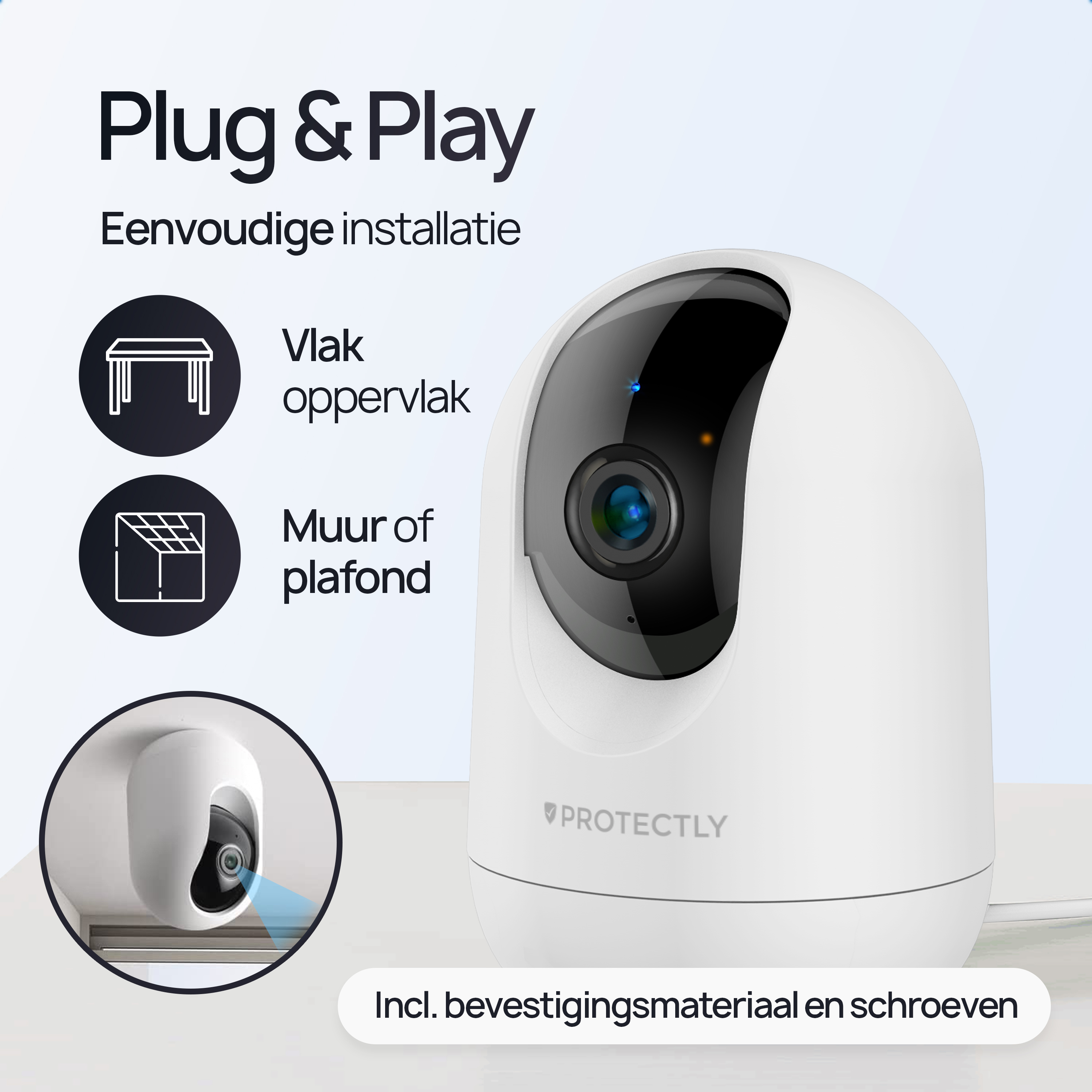 Protectly® Security camera indoor white