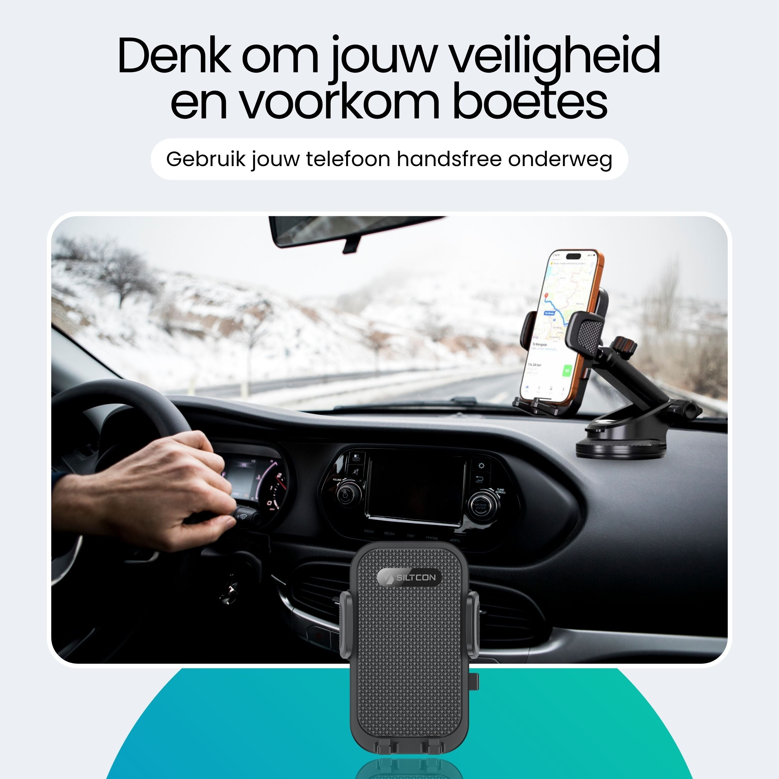 Siltcon Universele Telefoonhouder Auto – Zuignap Bevestiging & 360° Draaibaar