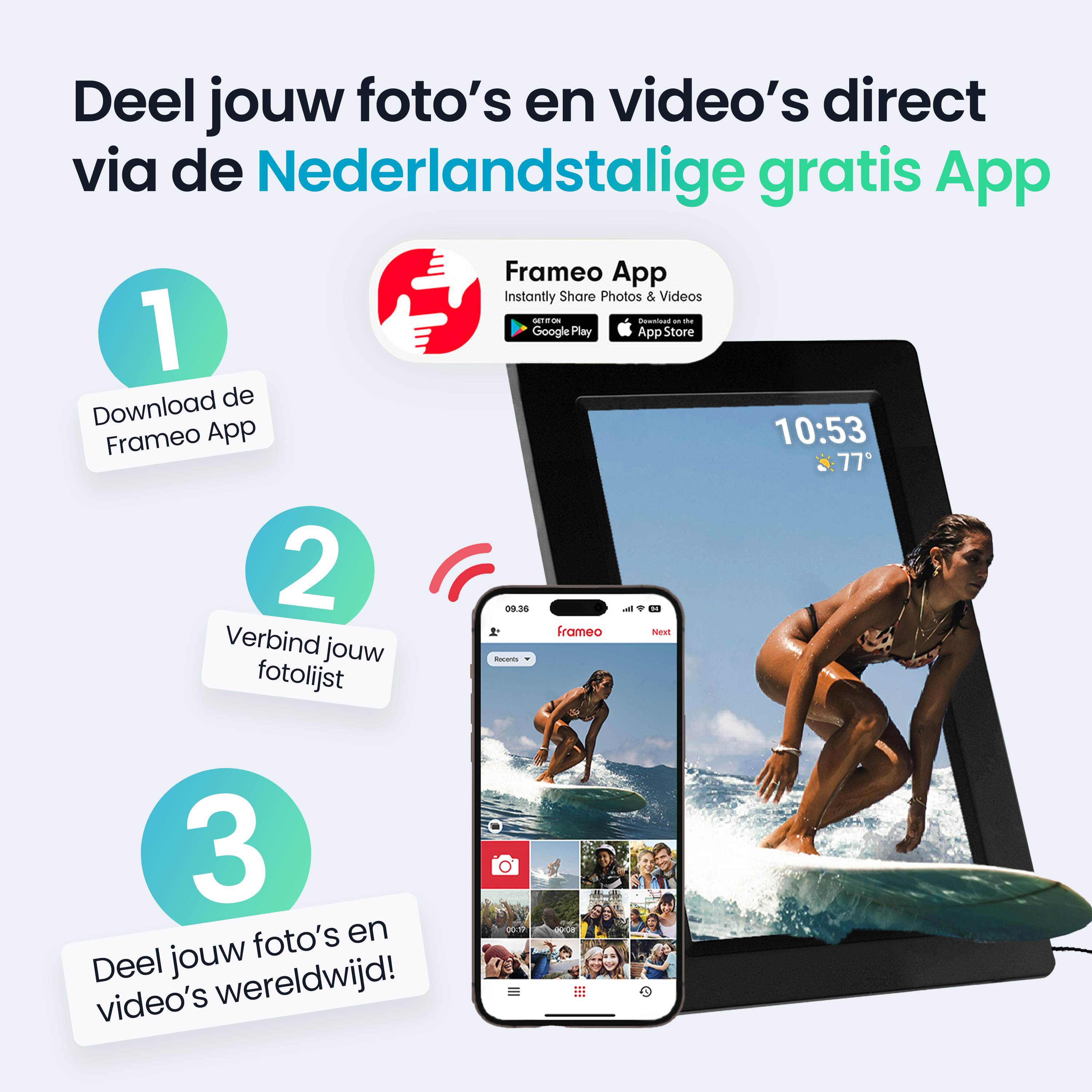 Siltcon Digitale Fotolijst Wifi – 10.1 inch HD & 16GB Opslag