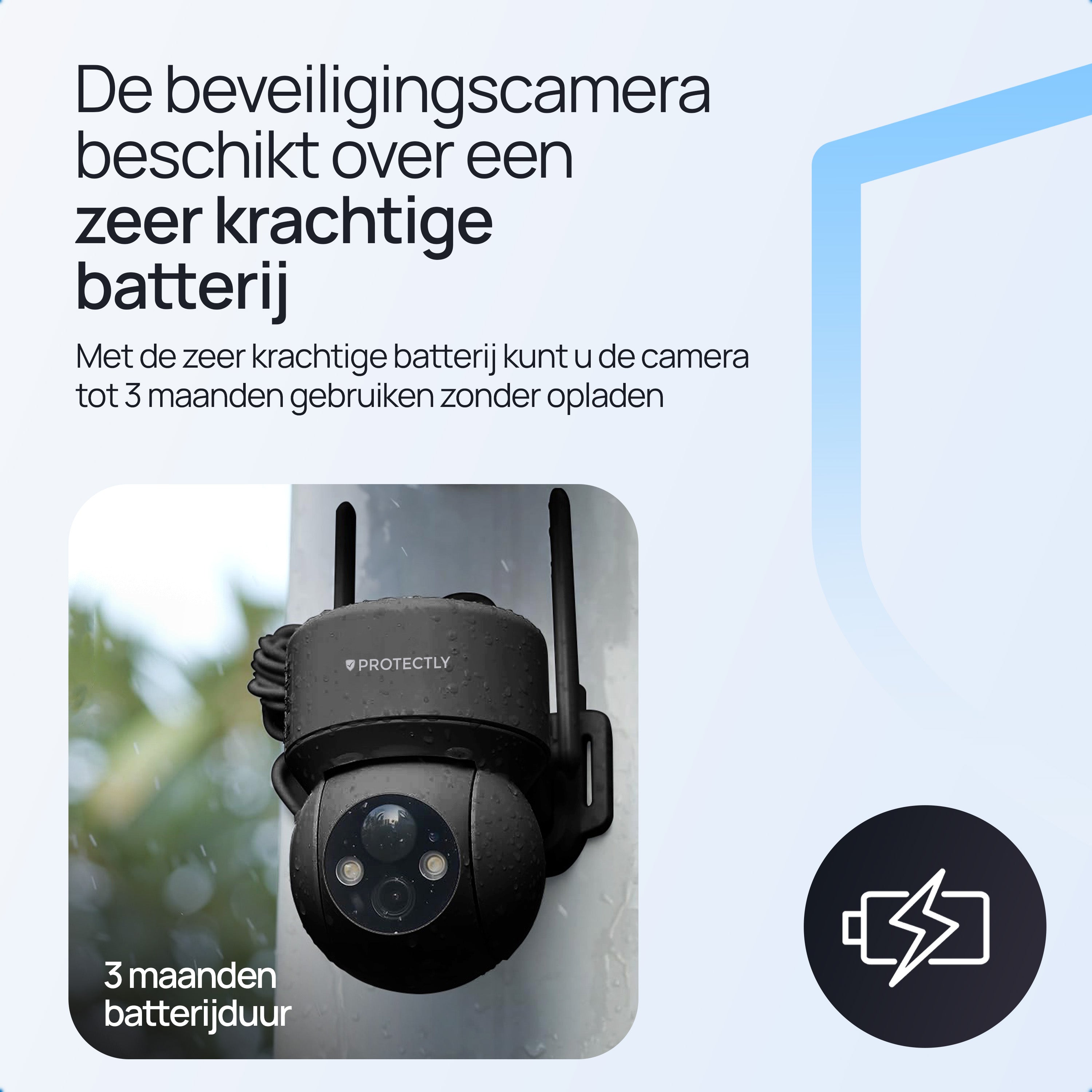 Protectly – Draadloze Beveiligingscamera Zwart – 2K Nachtzicht & Appbediening