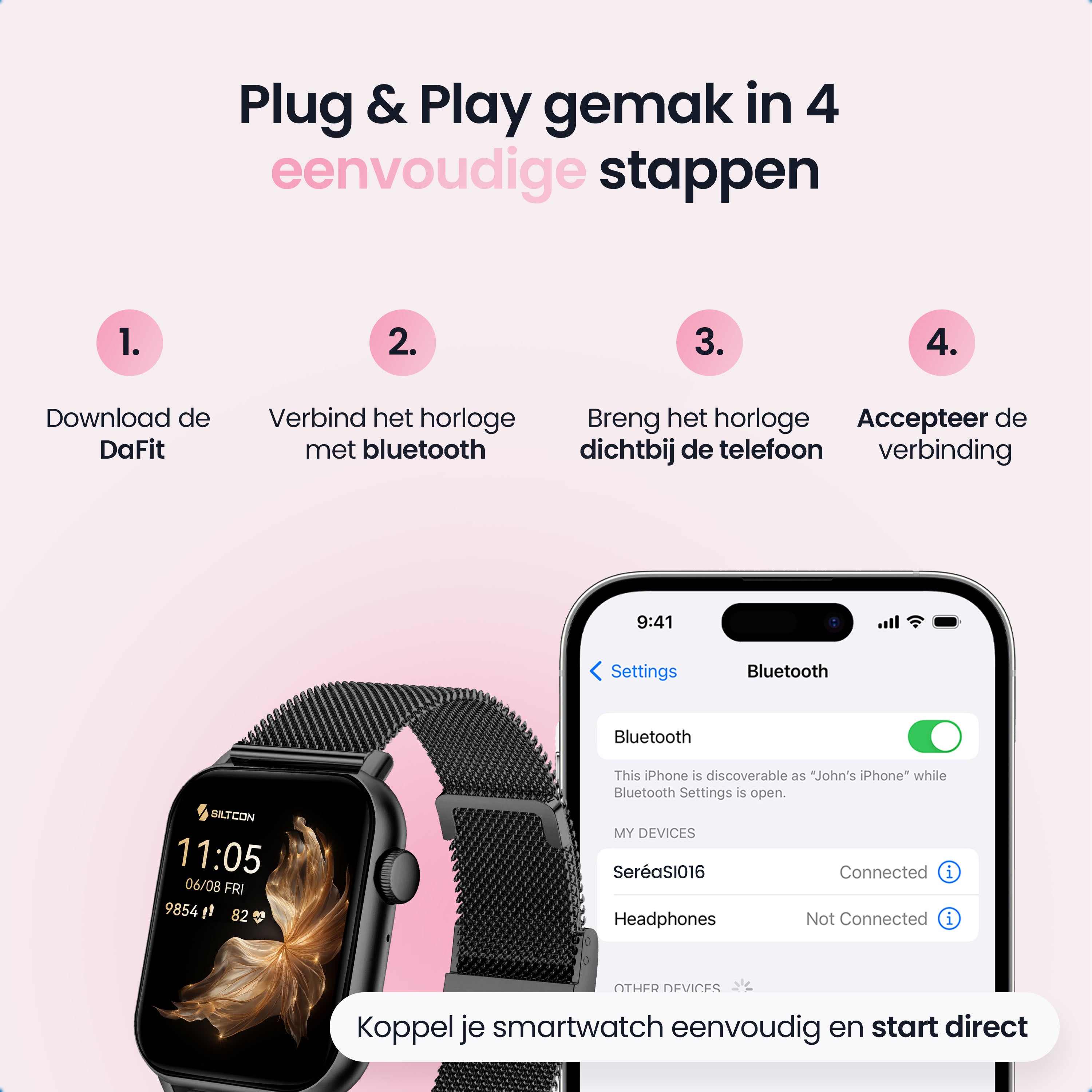 Siltcon Seréa Smartwatch Dames - Zwart