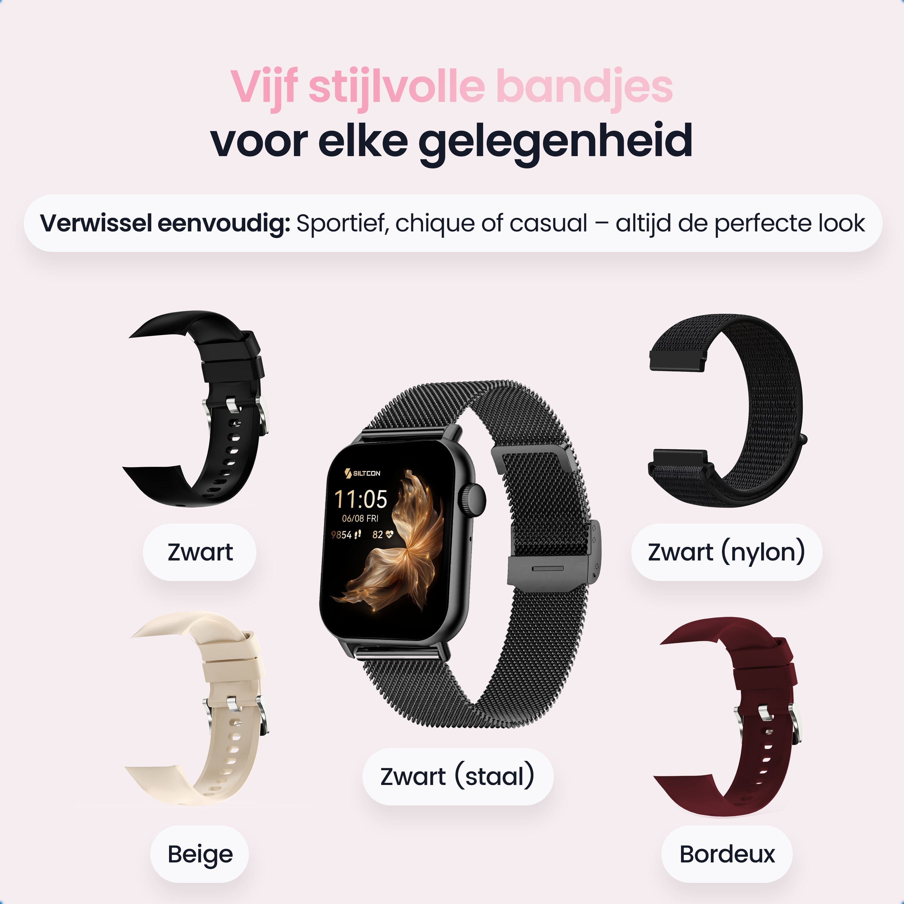Siltcon Seréa Smartwatch Dames - Zwart