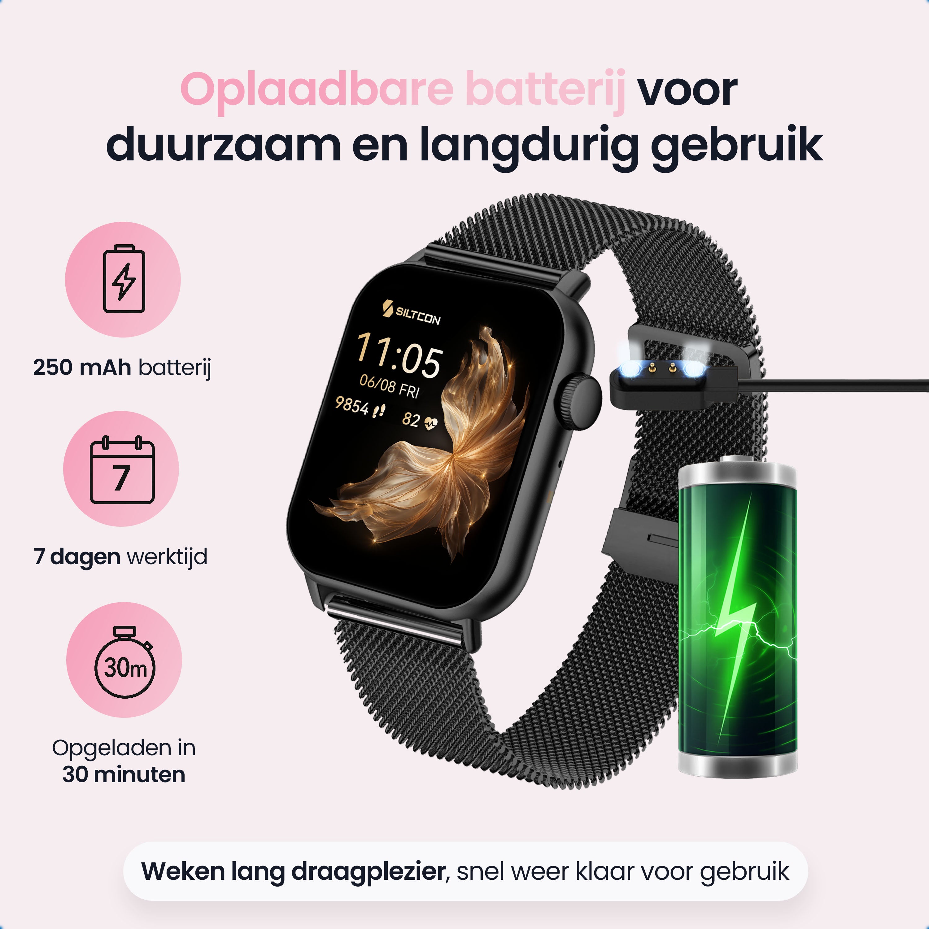 Siltcon Seréa Smartwatch Dames - Zwart