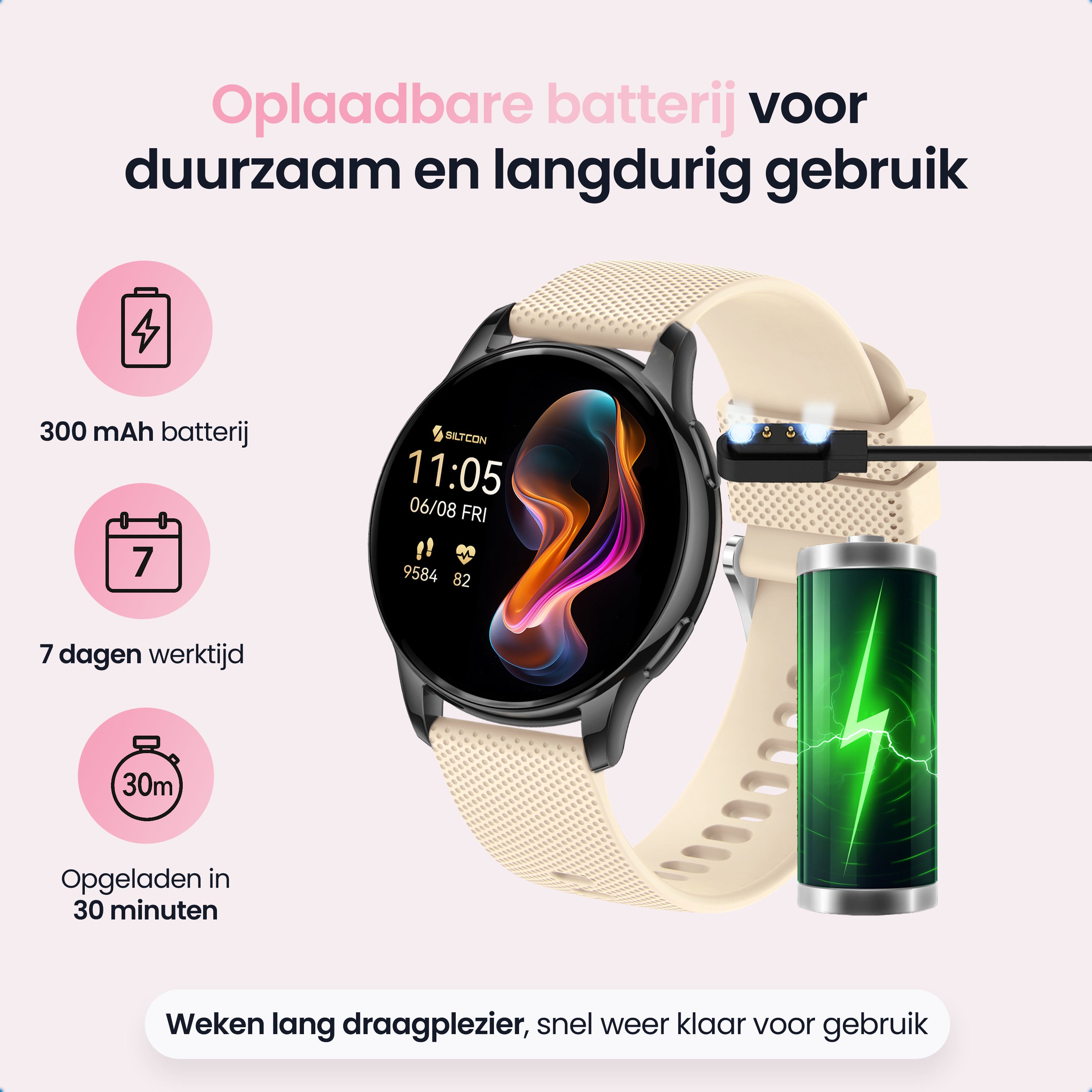 Siltcon Auréa Smartwatch Dames Zwart – Stijlvol & Gezondheidsgericht - Siltcon