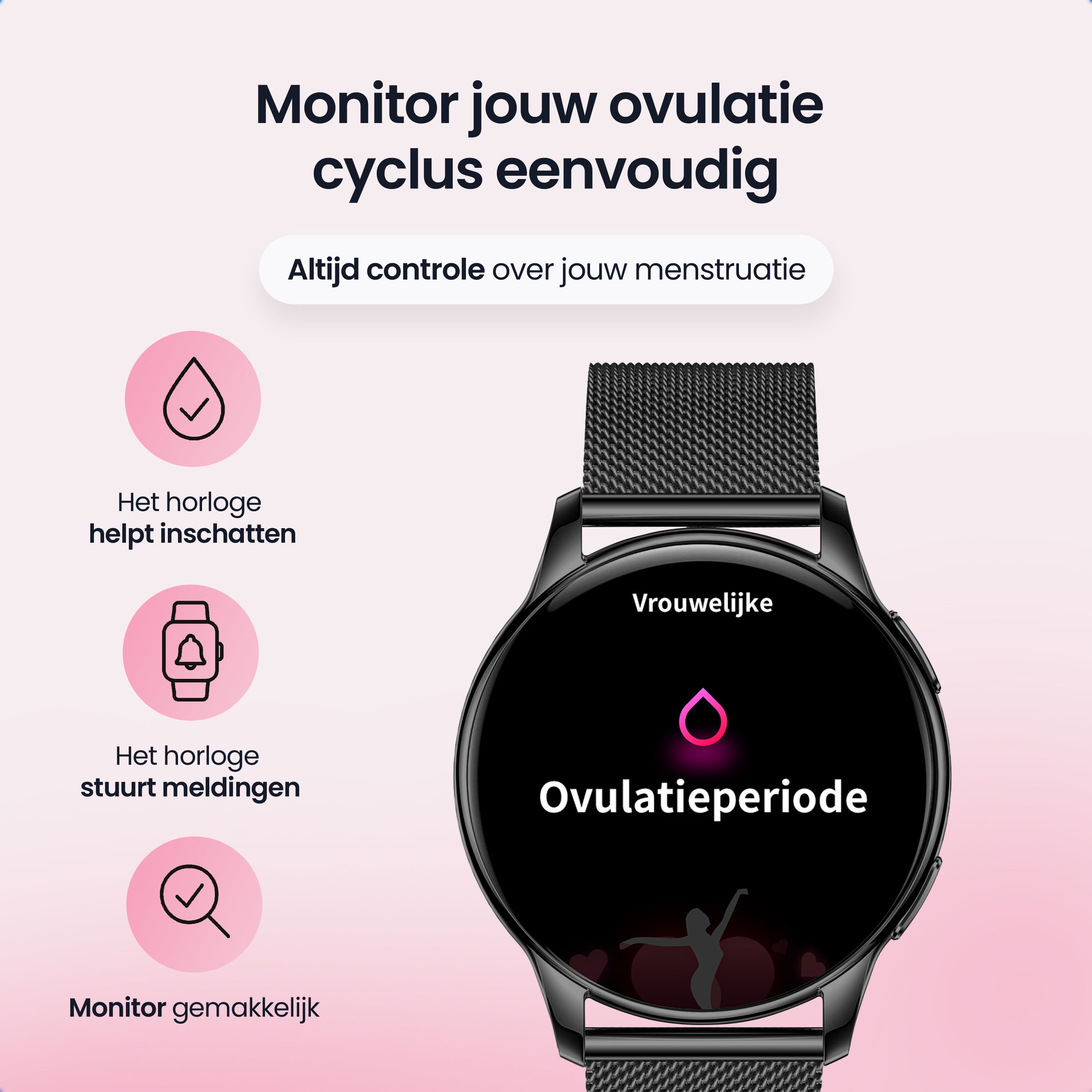 Siltcon Auréa Smartwatch Dames Zwart – Stijlvol & Gezondheidsgericht - Siltcon