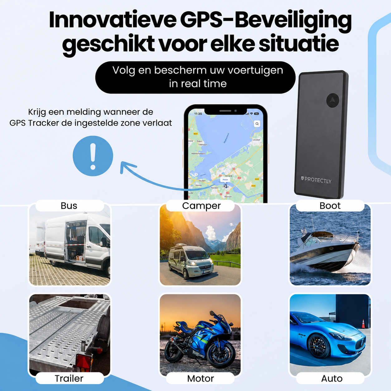 Protectly® GPS Tracker 10 Jaar Zonder Abonnement – Tot 5 Jaar Batterij
