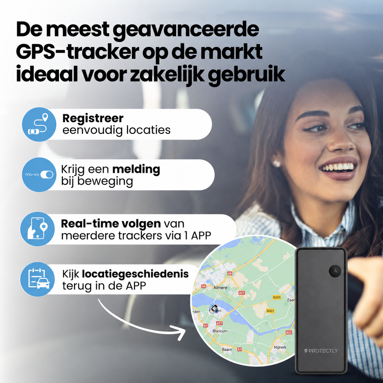 Protectly® GPS Tracker 10 Jaar Zonder Abonnement – Tot 5 Jaar Batterij