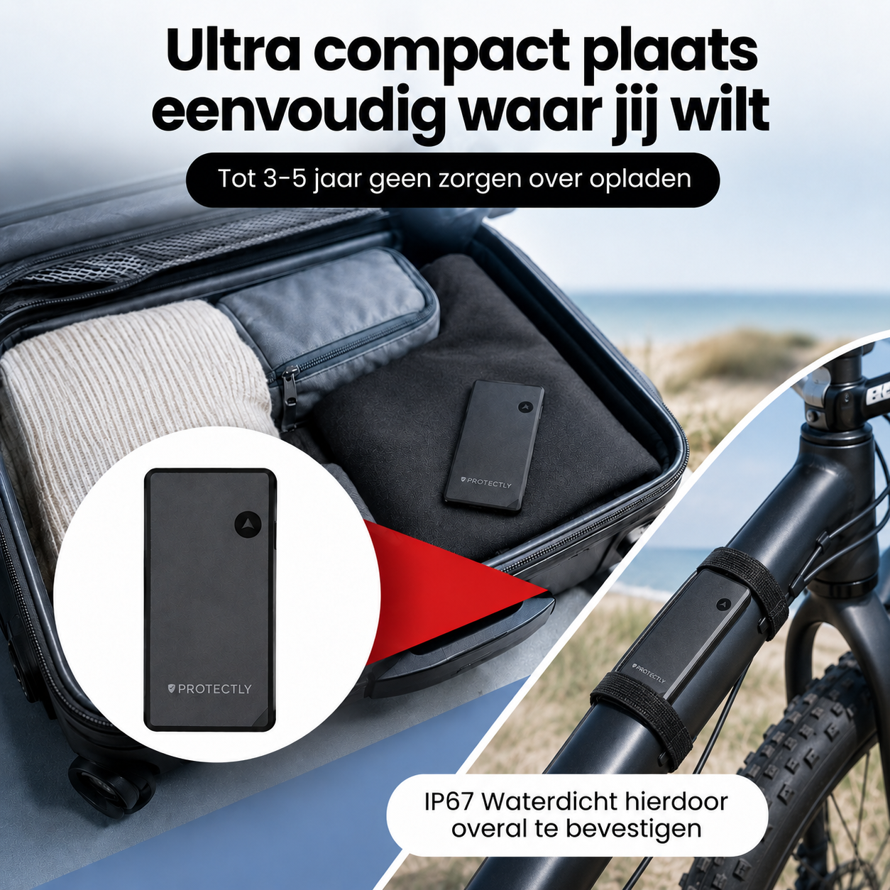 Protectly® GPS Tracker 10 Jaar Zonder Abonnement – Tot 5 Jaar Batterij