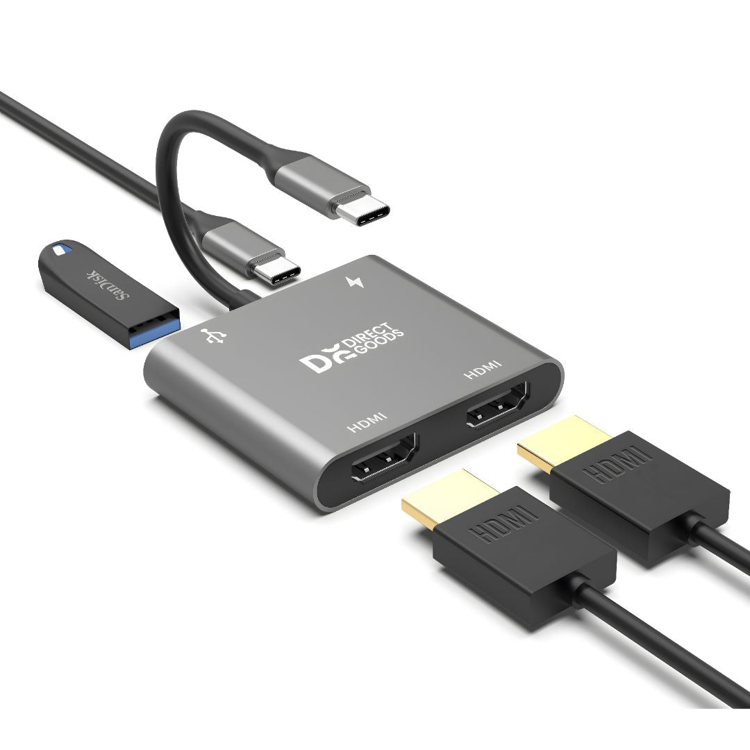 Siltcon® 4 en 1 USB C Hub® - Station d'accueil pour ordinateur portable 2x HDMI 4K - USB-C