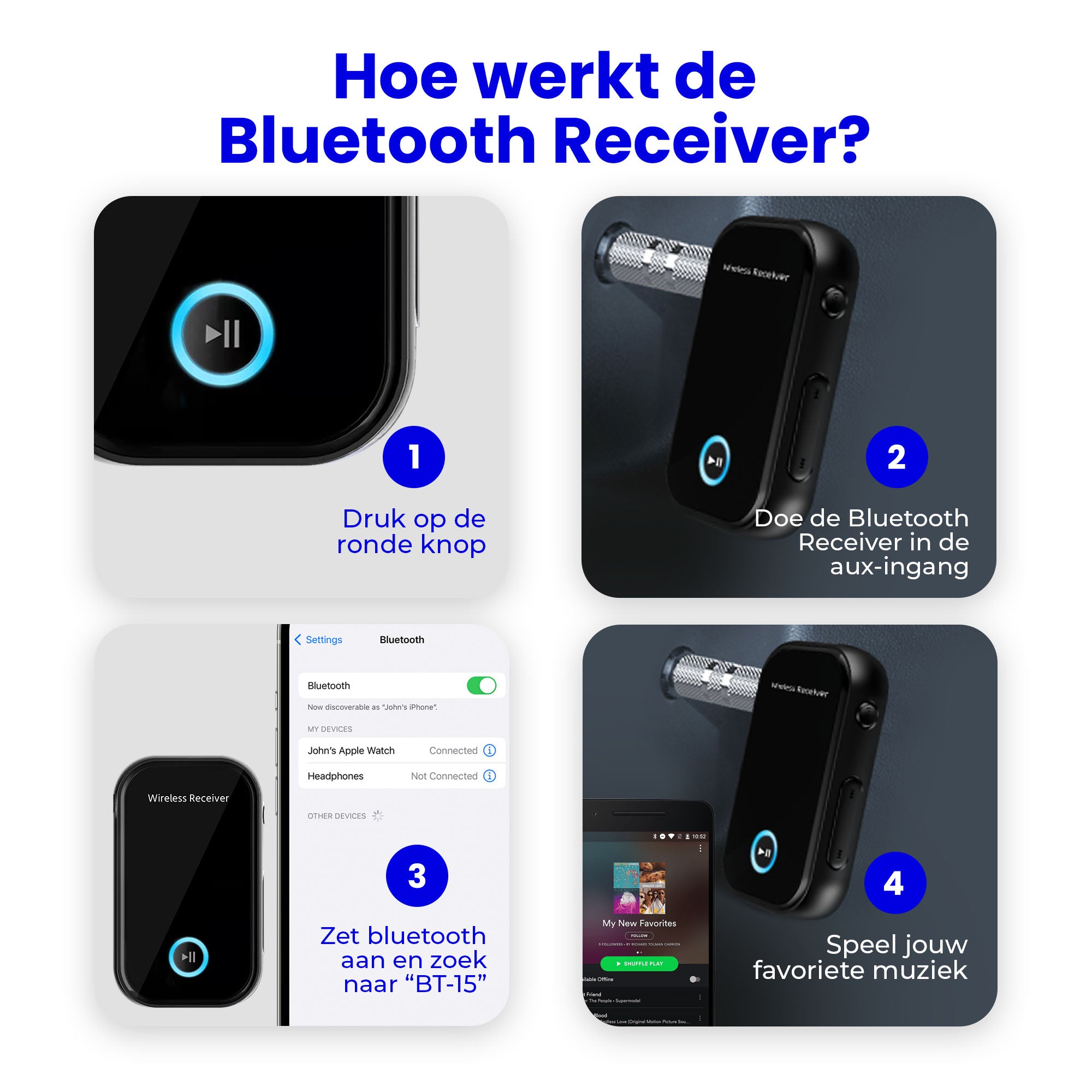 Récepteur Bluetooth Siltcon® - BT 5.0 - AUX 3,5MM - Mise à jour Bluetooth