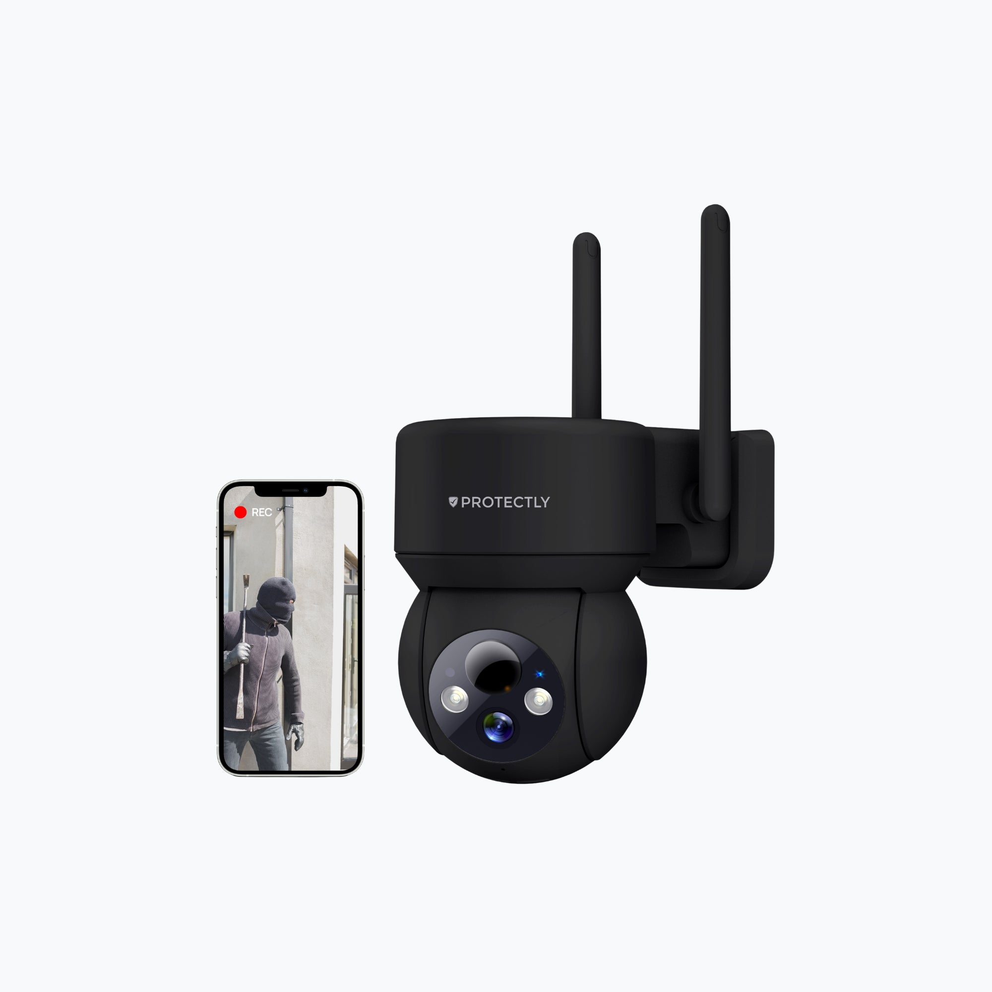 Protectly – Draadloze Beveiligingscamera Zwart – 2K Nachtzicht & Appbediening