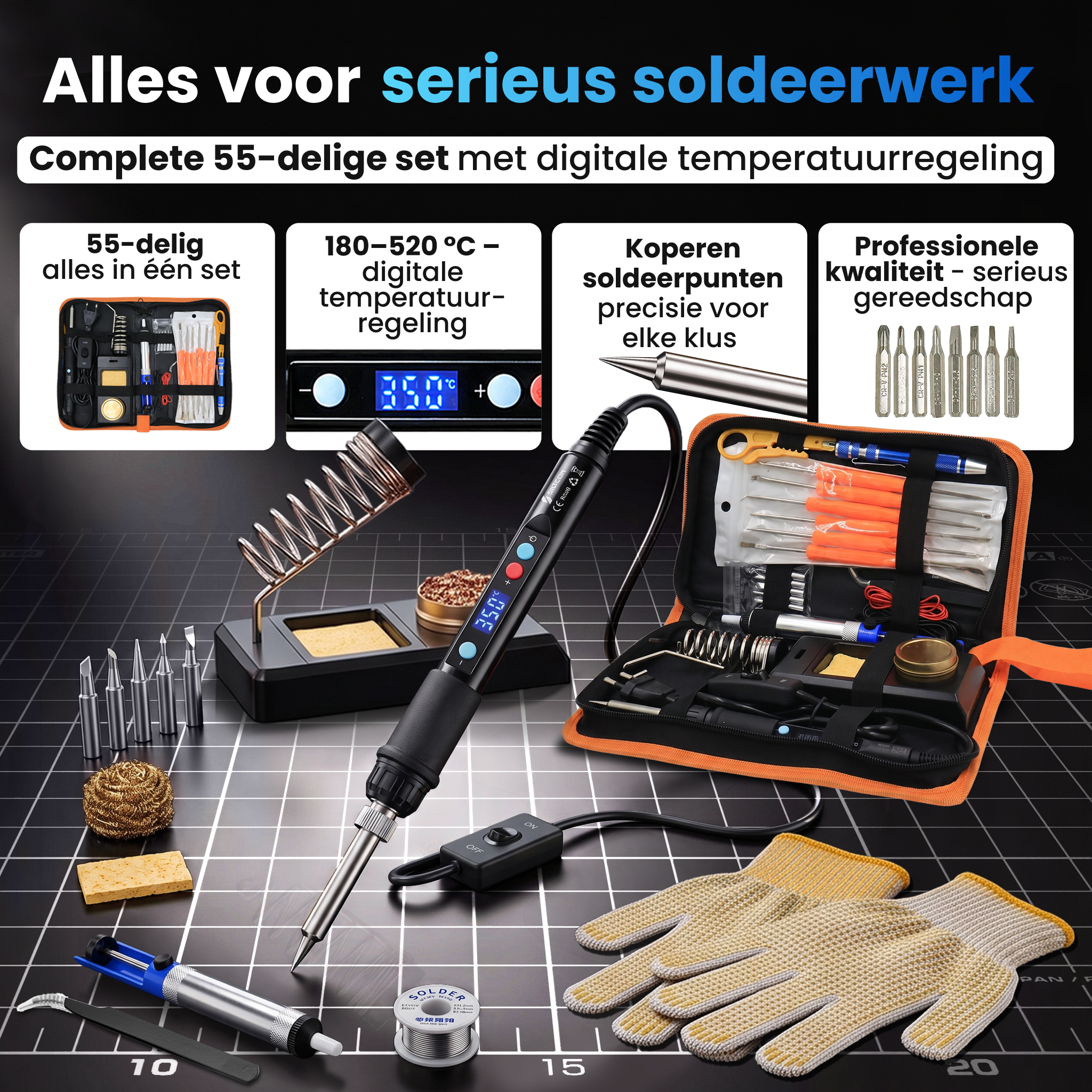 Siltcon® 3 in 1 Soldeerbout Set 60-80W - 55-Delig