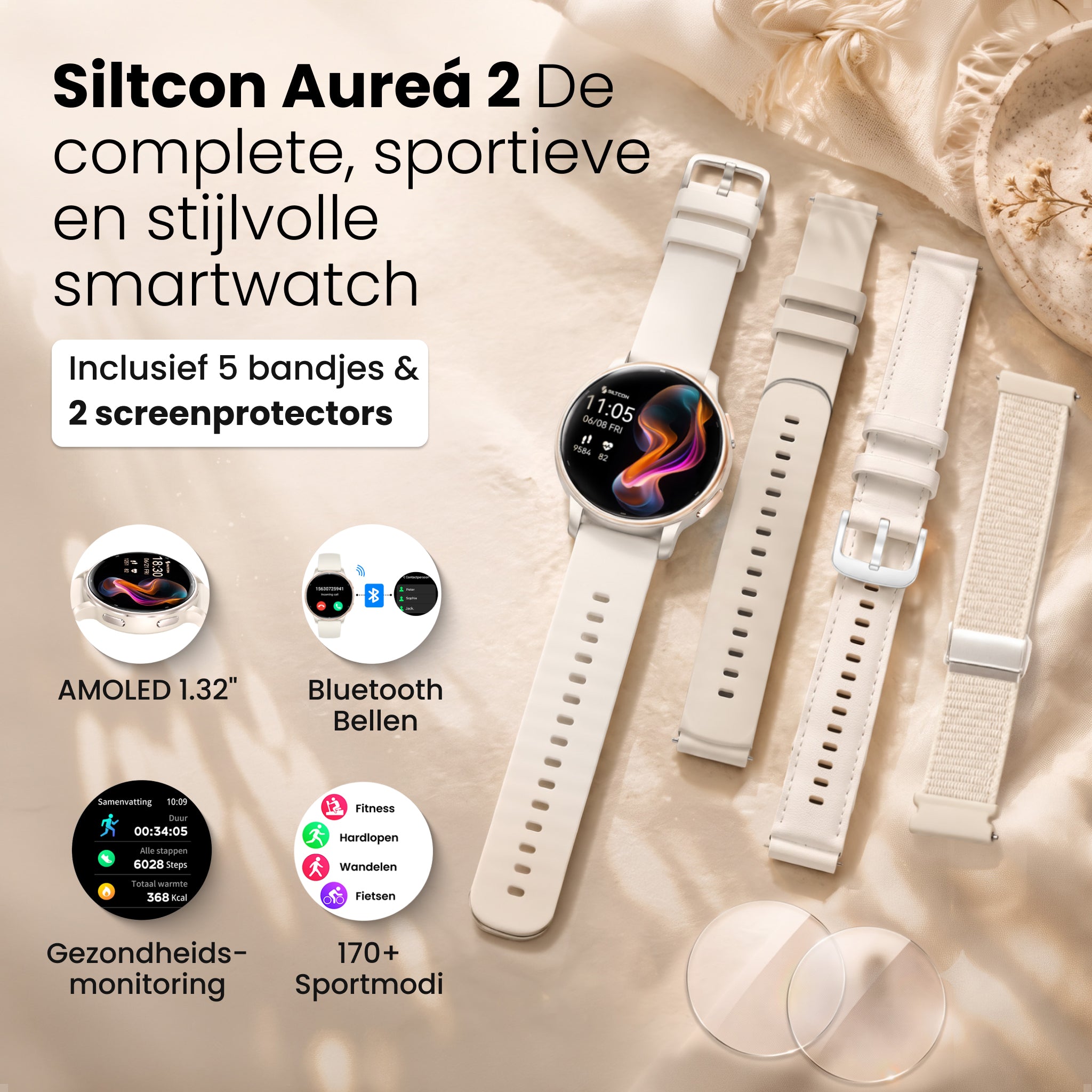Siltcon® Auréa 2 Smartwatch dames - Champagne