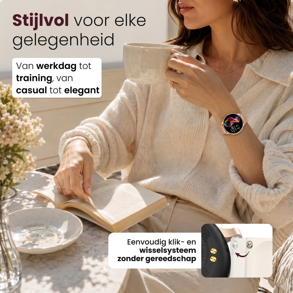 Siltcon® Auréa 2 Smartwatch dames - Mat Goud