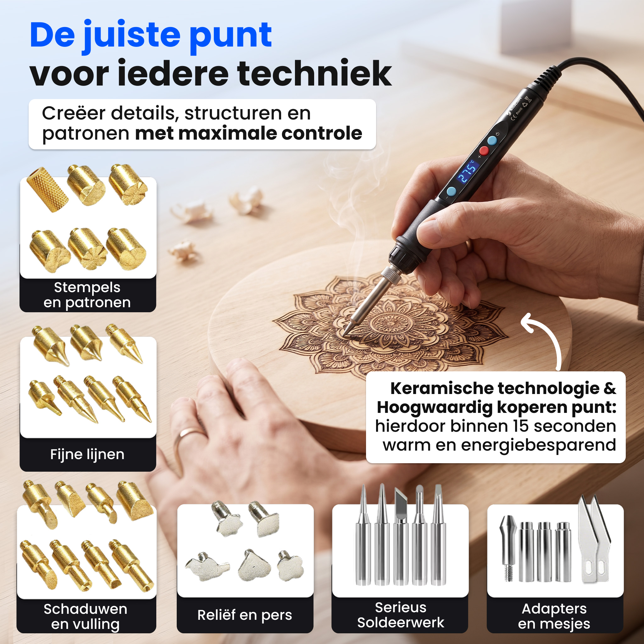 Siltcon® 3 in 1 Houtbrander Set - 100-Delig