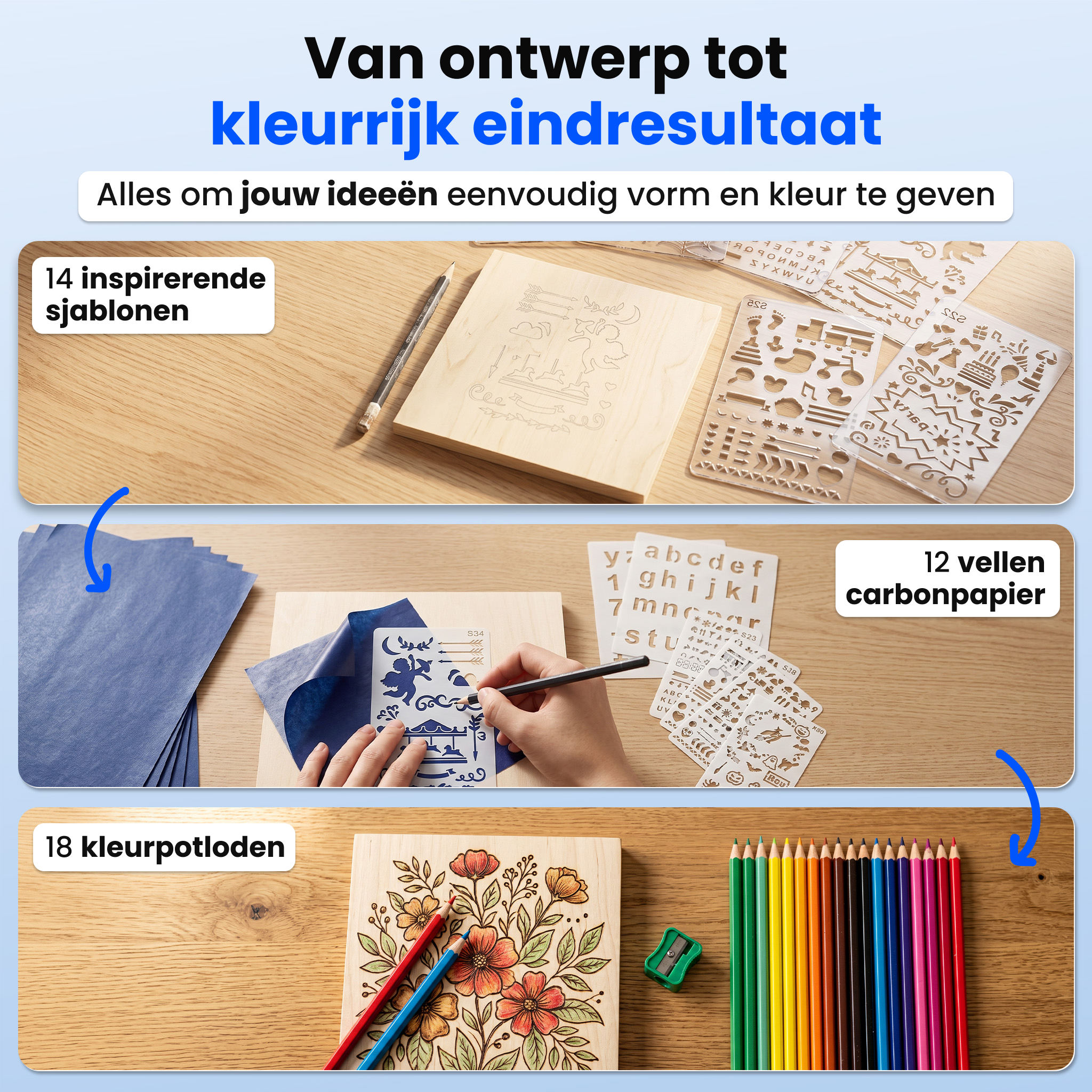 Siltcon® 3 in 1 Houtbrander Set - 100-Delig