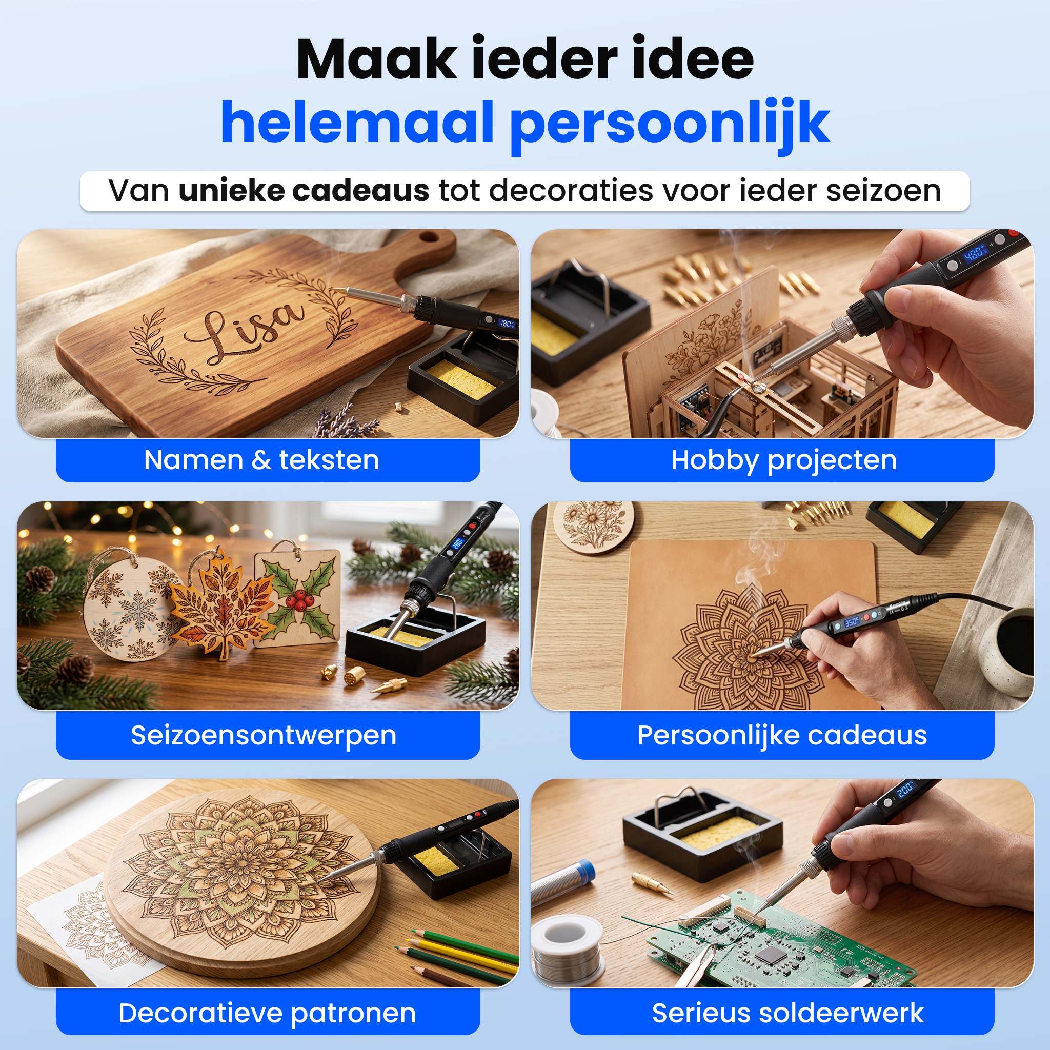 Siltcon® 3 in 1 Houtbrander Set - 100-Delig