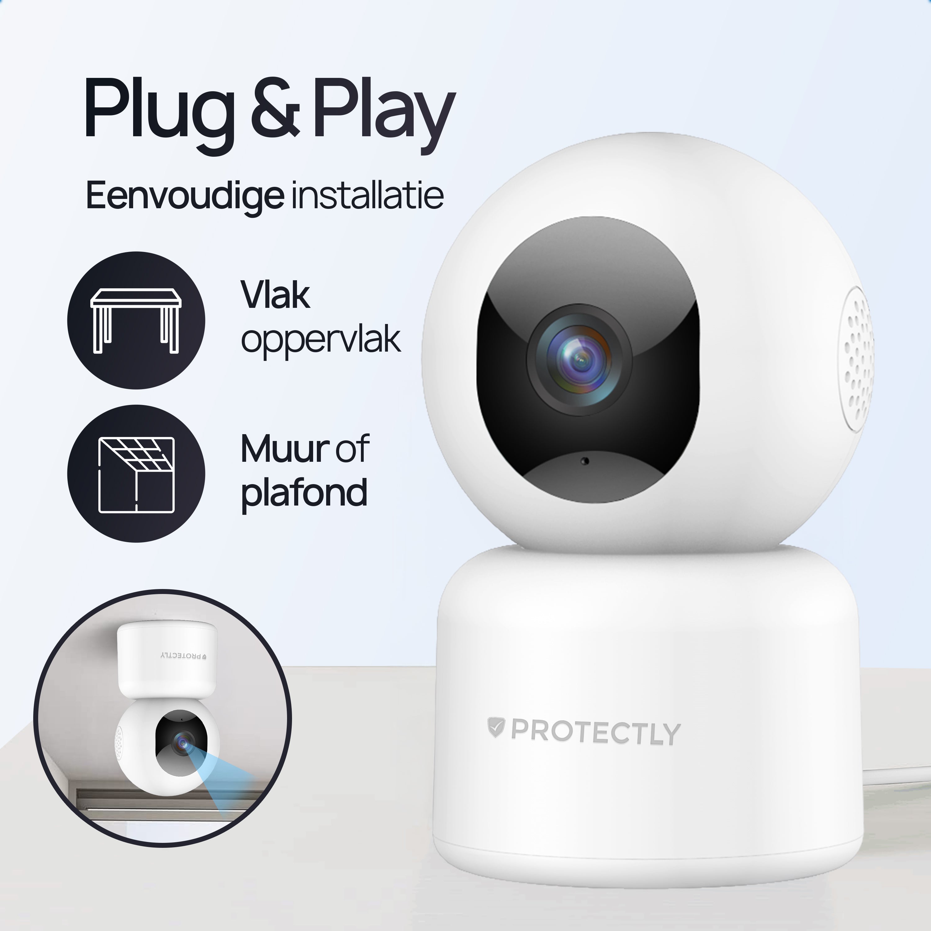Protectly Beveiligingscamera Binnen – 2K Camera Baby & Huisdier