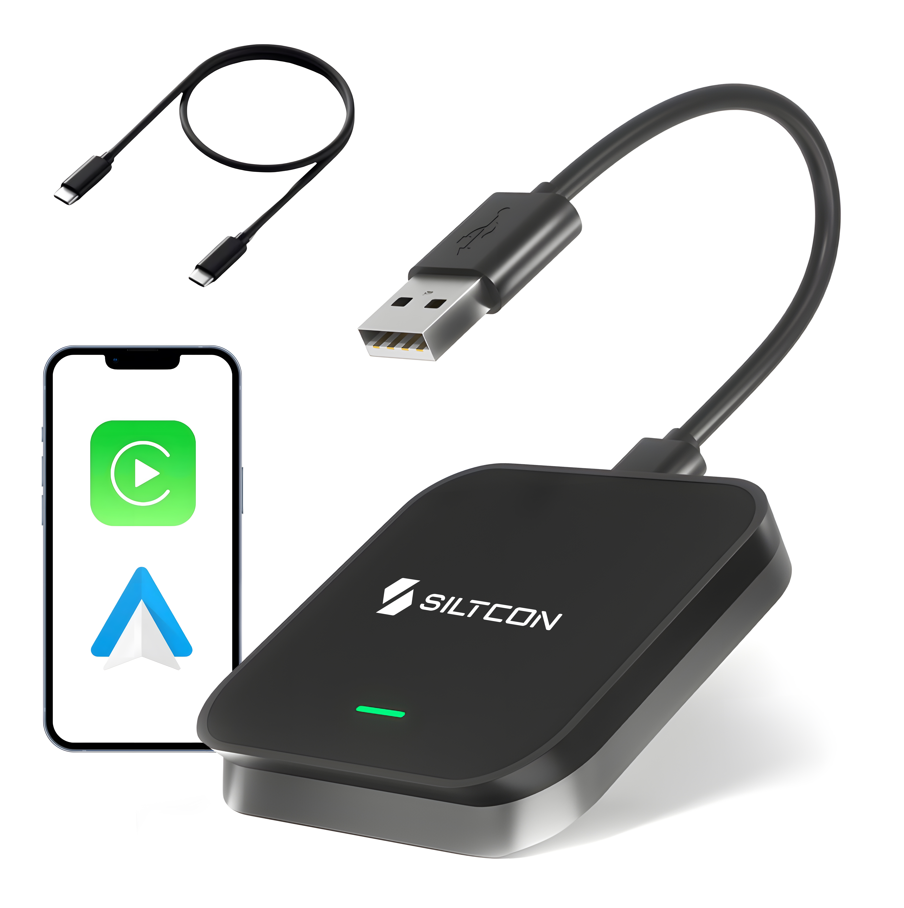 Siltcon® 2-in-1 Carplay Dongle - Android Auto - USB - USB-C - Zwart - 2025 Model