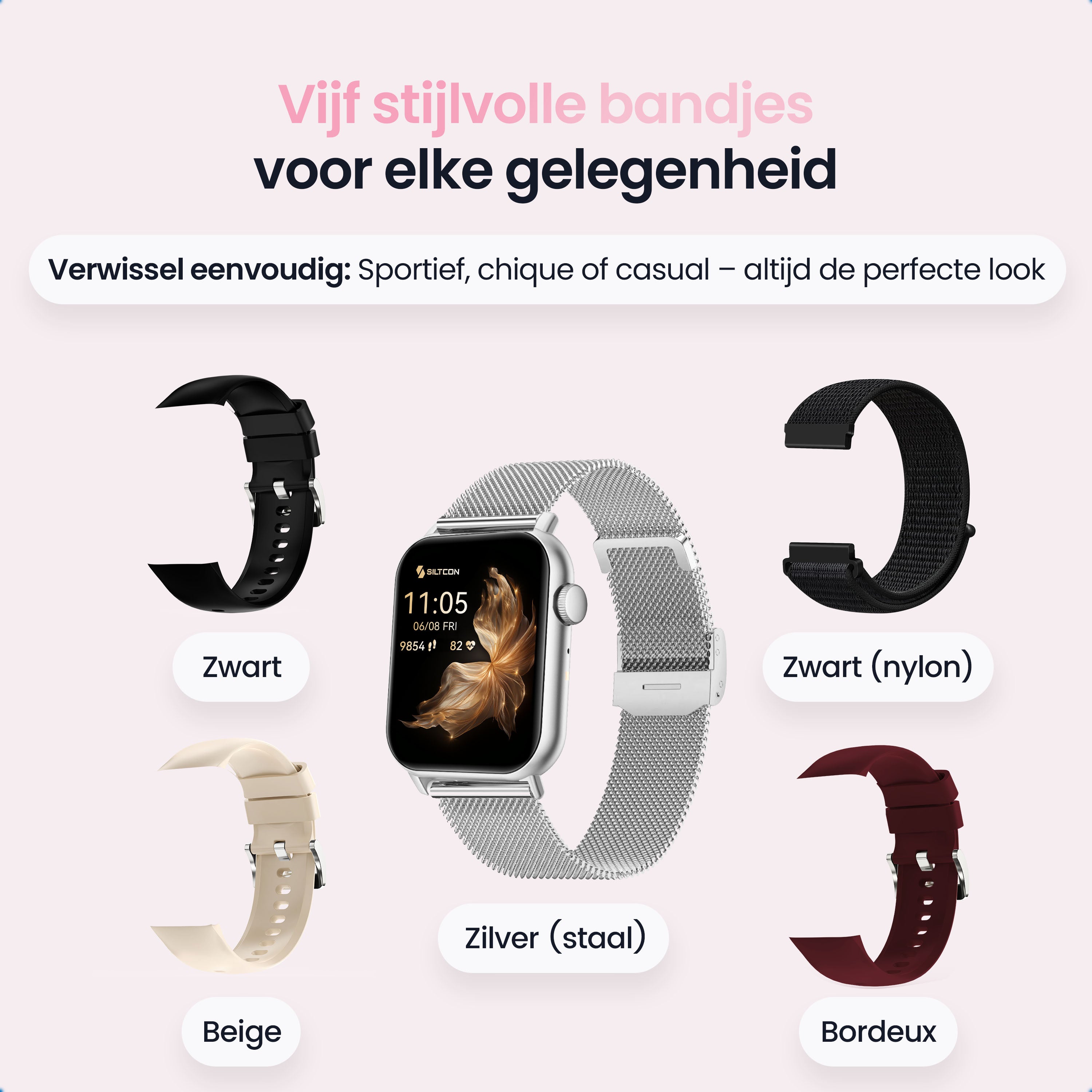Siltcon Seréa Smartwatch Dames - Zilver
