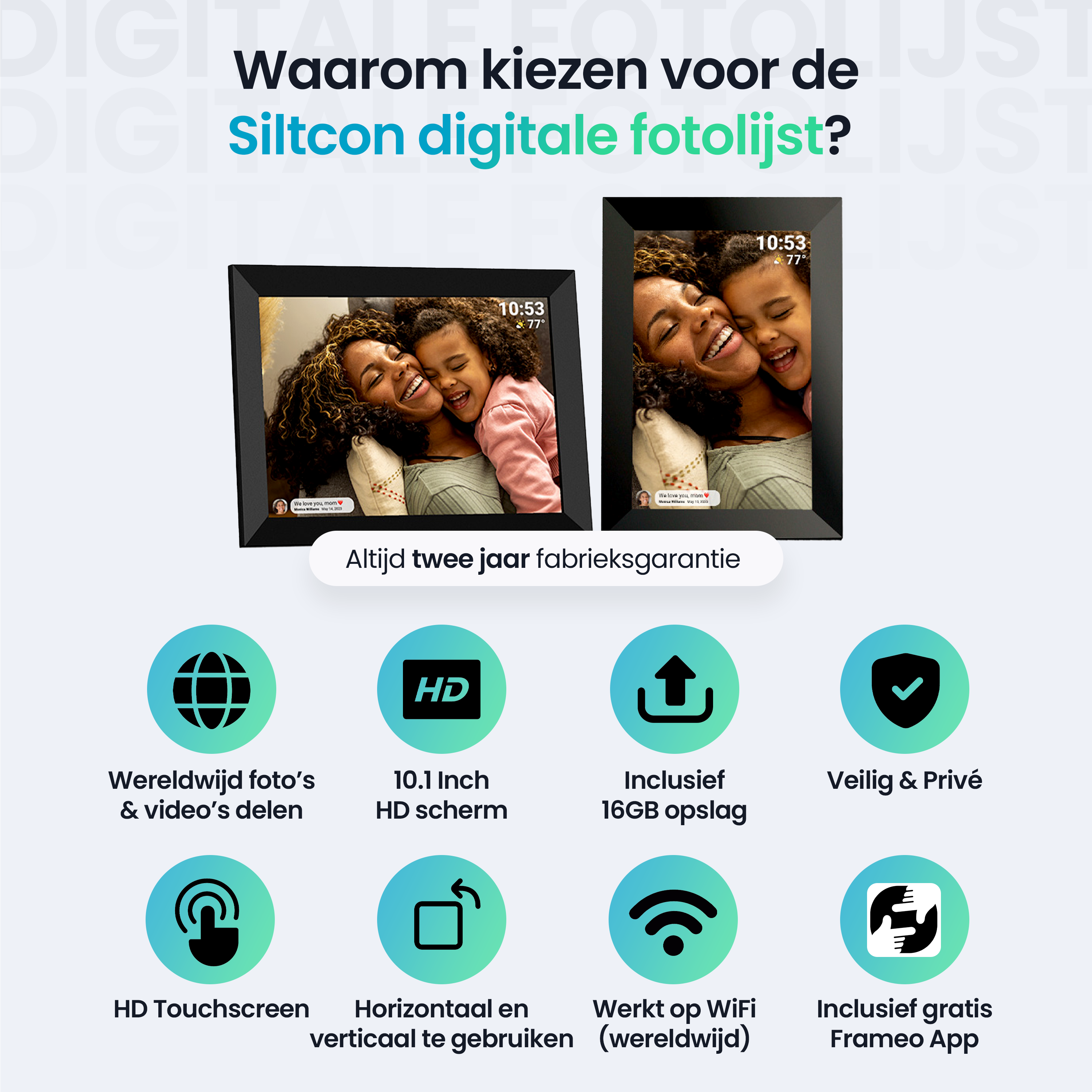 Siltcon Digitale Fotolijst Wifi – 10.1 inch HD & 16GB Opslag