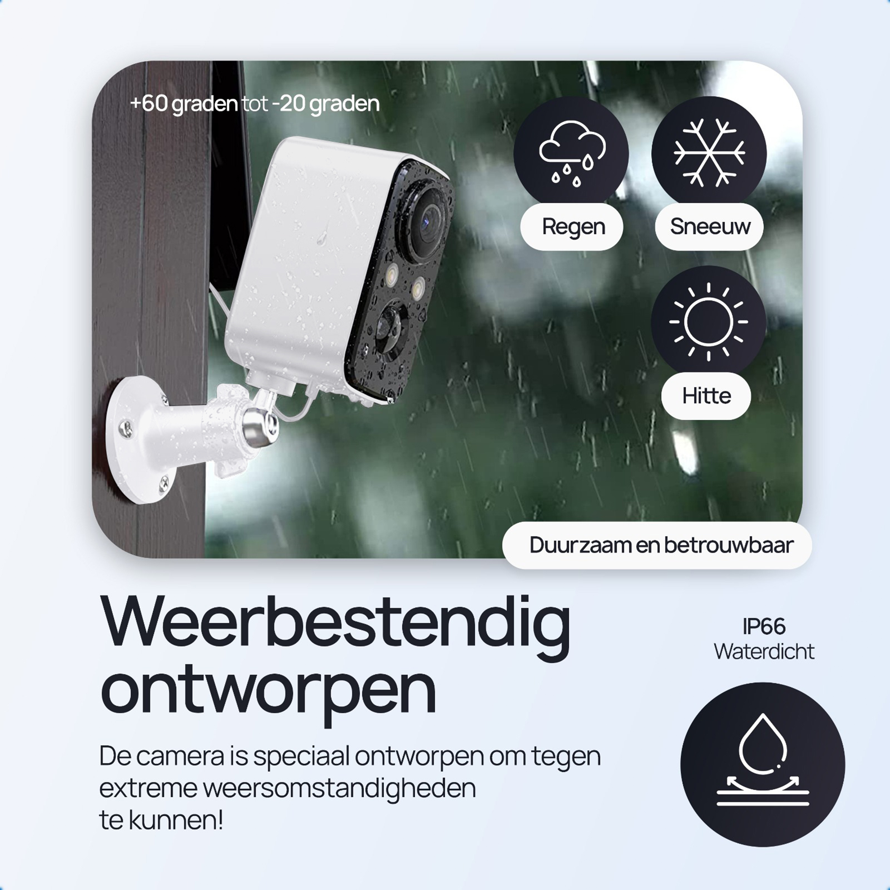 Protectly® Beveiligingscamera Draadloos – 2K Super HD - Beveiligingscamera Buiten & Binnen – Buiten Camera Met Nachtzicht – Beveiligingscamera Set – Bewakingscamera – Incl. 64GB SD - Wit