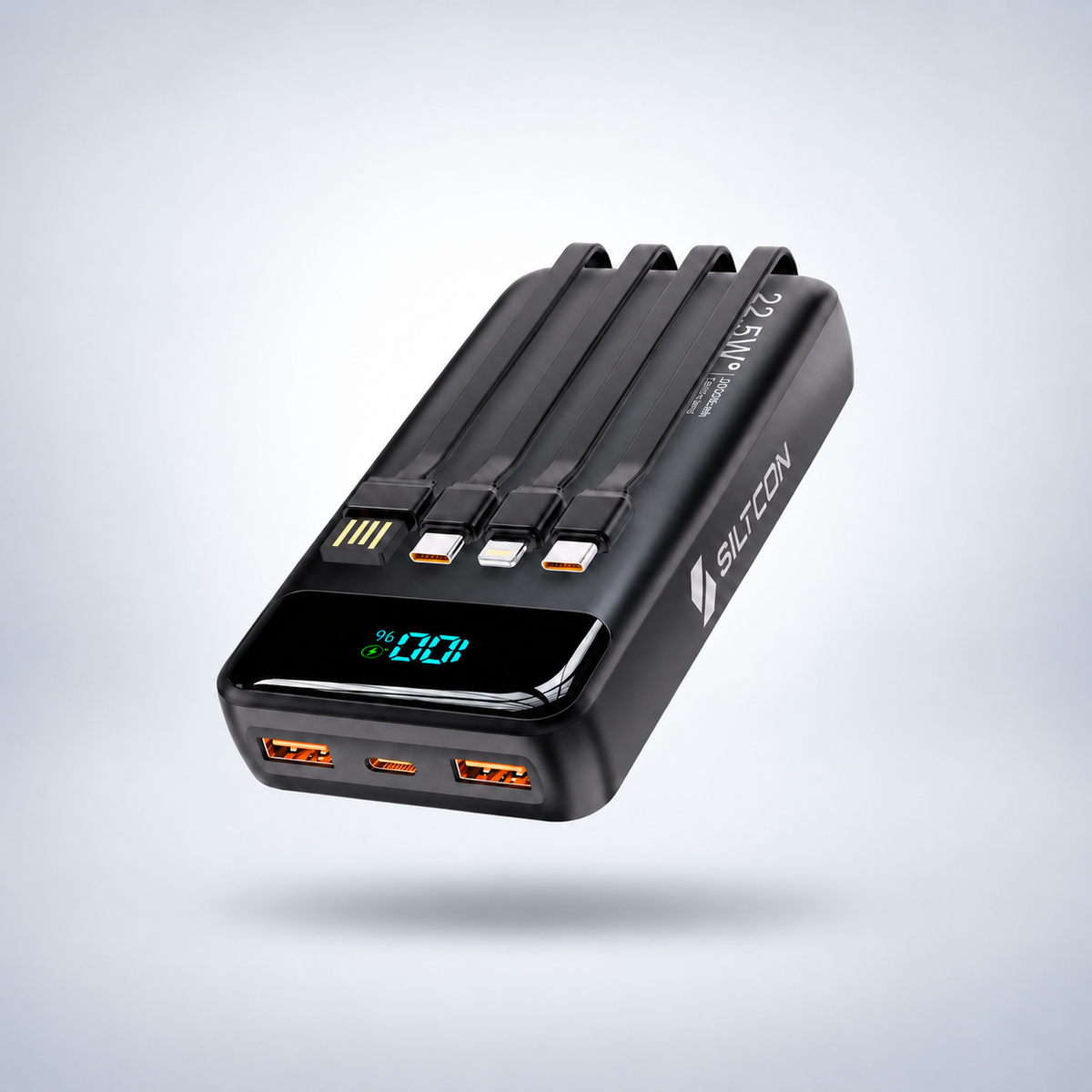 Siltcon® Powerbank 27000 mAh - ingebouwde kabels
