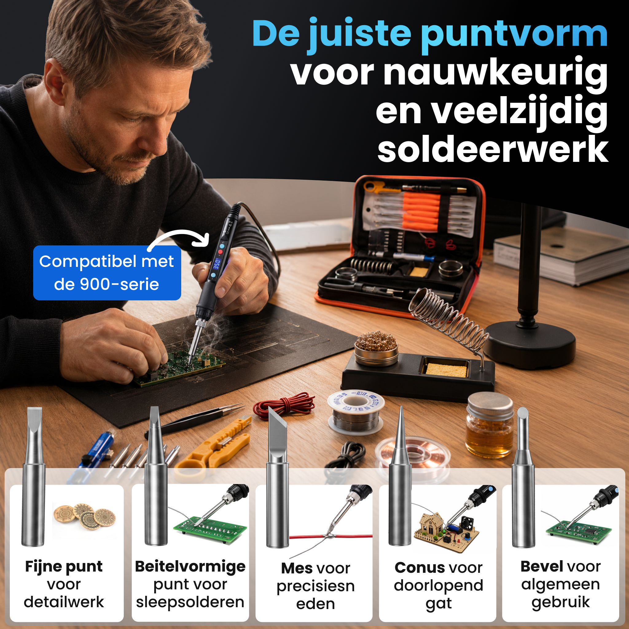 Siltcon® 3 in 1 Soldeerbout Set 60-80W - 55-Delig