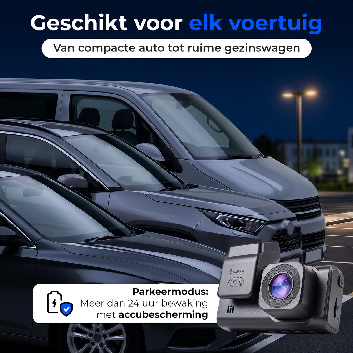 Siltcon Dashcam 4K + 2K Voor & Achter - WiFi GPS - 64GB