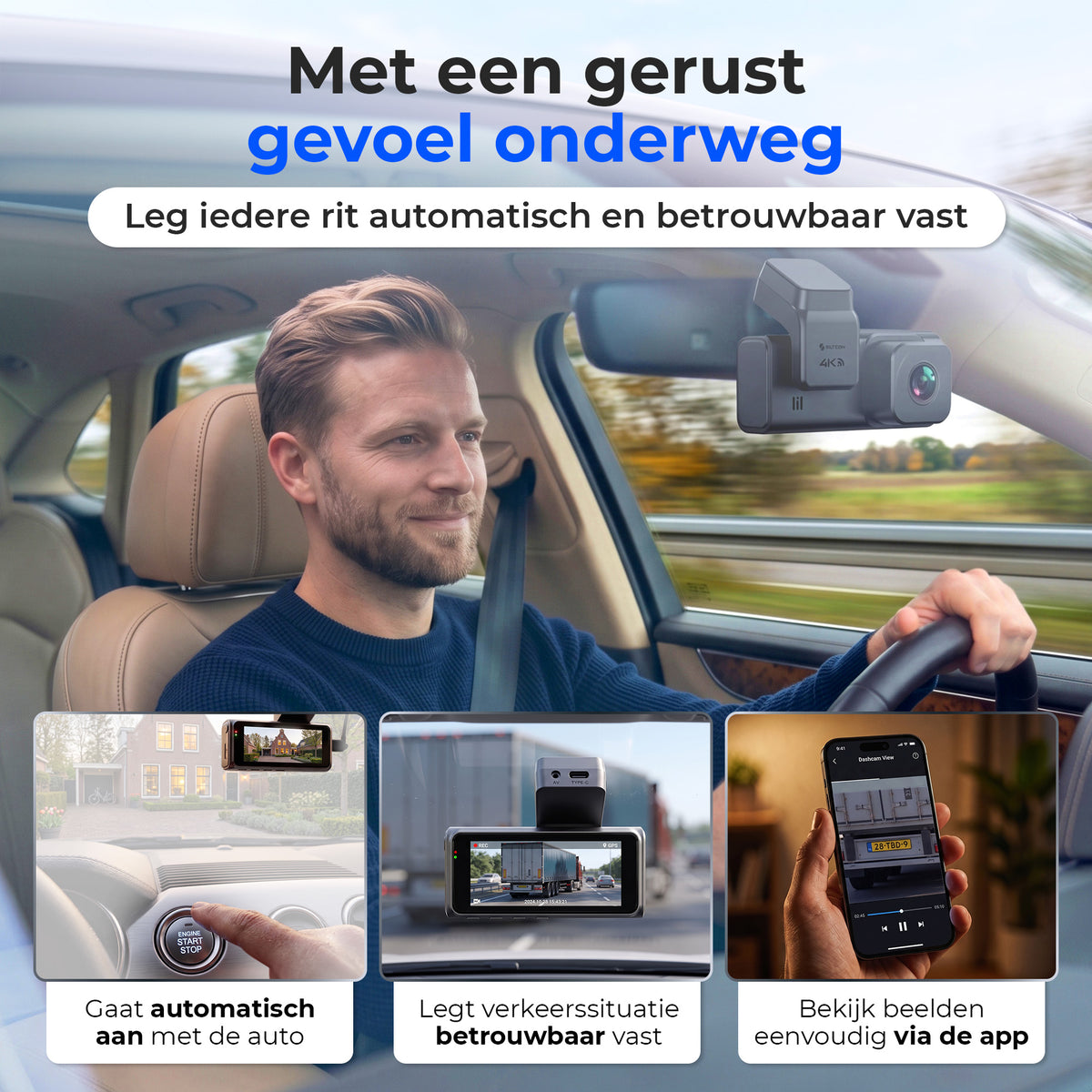 Siltcon Dashcam 4K + 2K Voor & Achter - WiFi GPS - 64GB