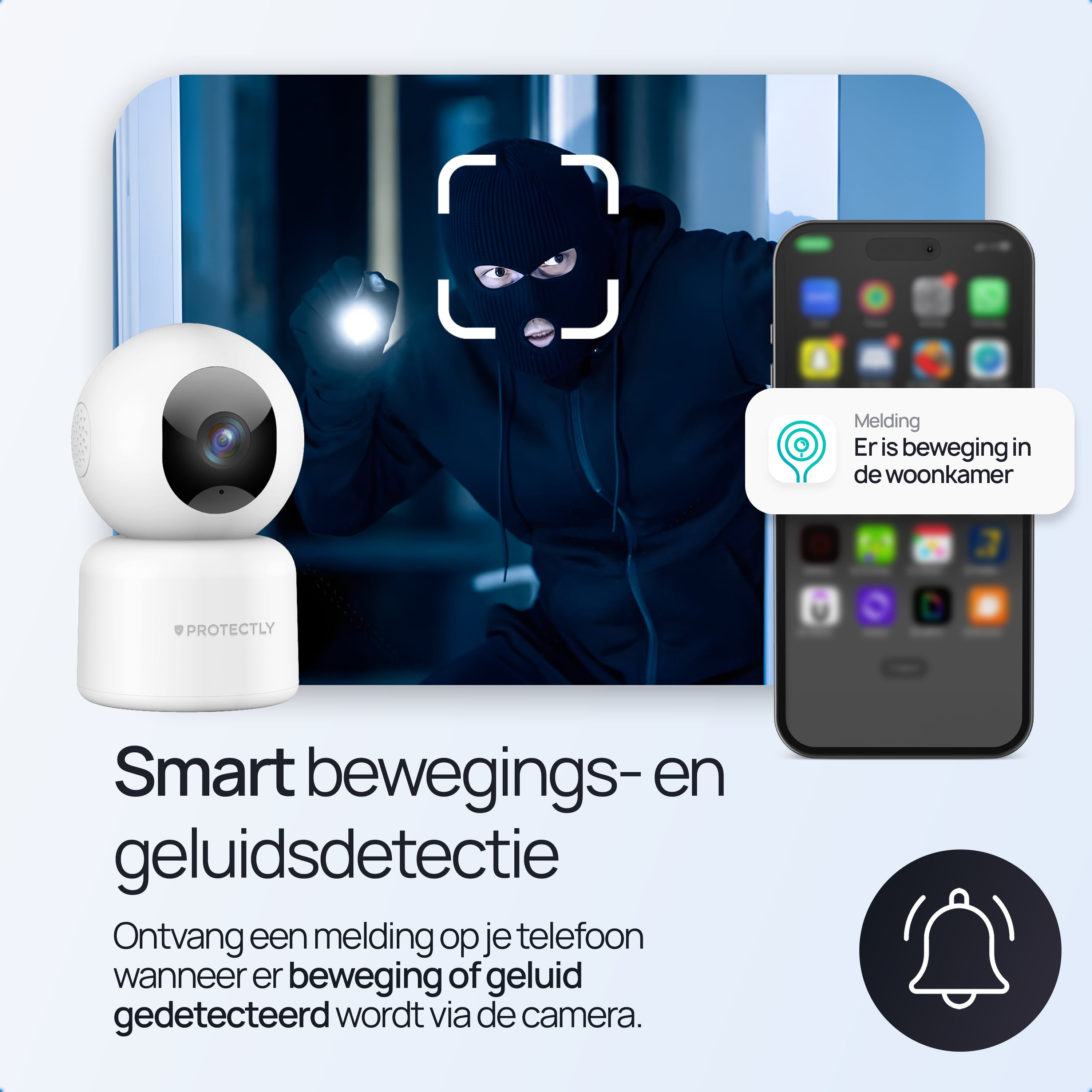 Protectly Beveiligingscamera Binnen – 2K Camera Baby & Huisdier